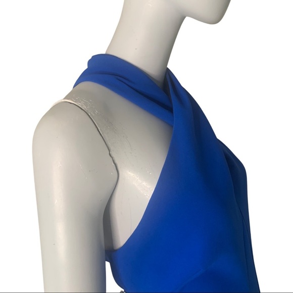 NWT KOBI HALPERIN Prima Cross Front Halter Dress Ponte Knit Azure Blue Size M - Picture 11 of 15